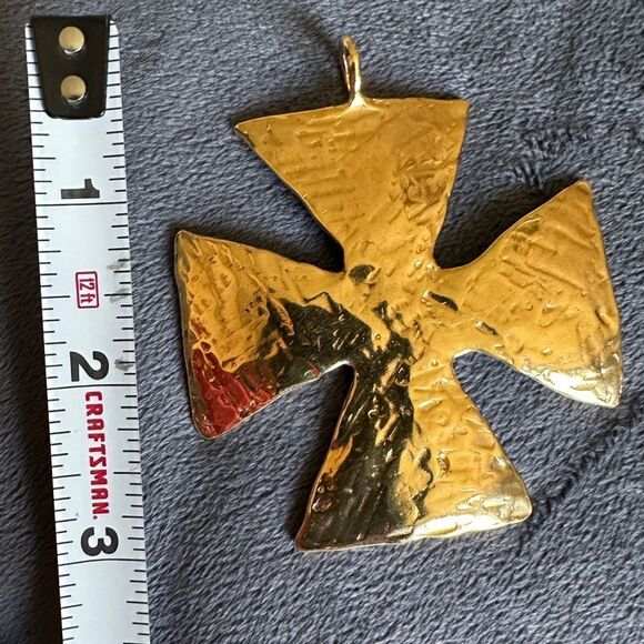 Neiman Marcus Hammered Gold-Tone Artisan Cross Pendant - Picture 6 of 17